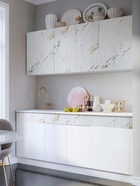 Кухонный гарнитур прямой «Престиж», 2000 мм, цвет белый/мрамор золото МДФ - Фото 1