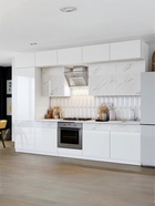 Кухня трёхуровневая в потолок «Престиж», 3000 мм, цвет белый/мрамор золото МДФ - Фото 1