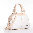 Сумка жен 257, 29*12*21, отд на молнии, 2 н/кармана, регул ремень, белый+кремовый - фото 24356473