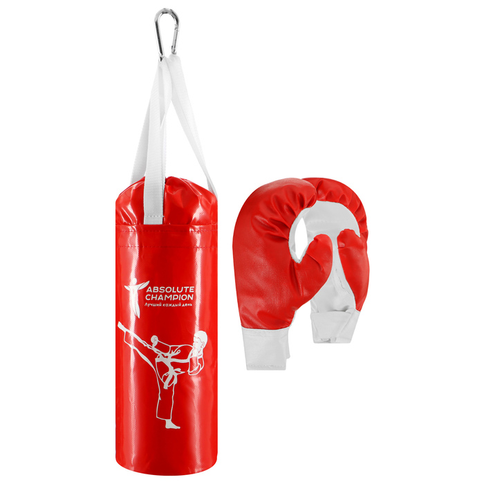 Набор боксёрский детский «Я-Чемпион»: перчатки, мешок, цвет красный - Фото 1