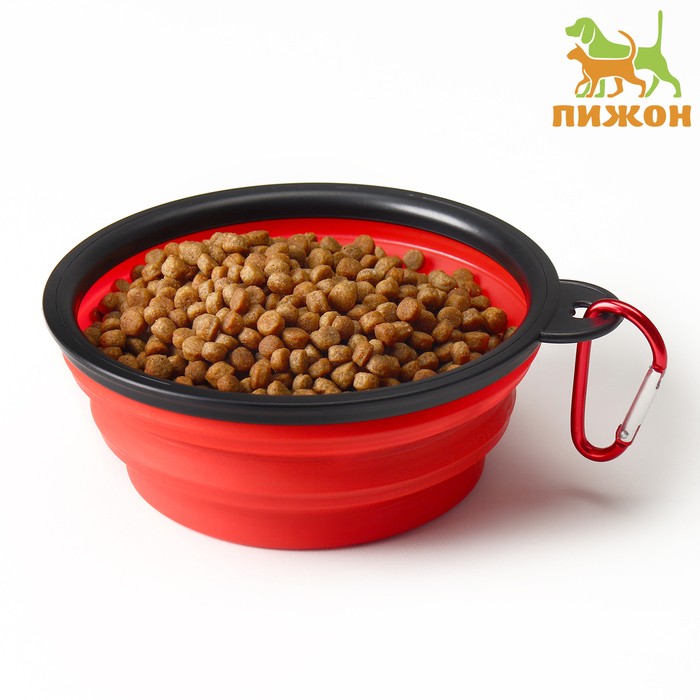 Миска силиконовая, складная, 350 мл, 13 см, красная - Фото 1