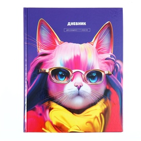 Дневинк универсальный 1-11 класс Magic cat, 40 листов, твердая обложка, глянцевая ламинация, блок офсет