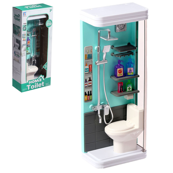 УЦЕНКА Набор мебели для кукол «Уборная», душ, унитаз, зелёный - Фото 1