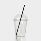 Набор одноразовых стаканов с крышкой, 300 мл, 25 шт, трубочки в подарок - фото 24535181