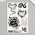 Татуировка на тело Ч/б змеи с сердечком"" 10х15 см - фото 321611350