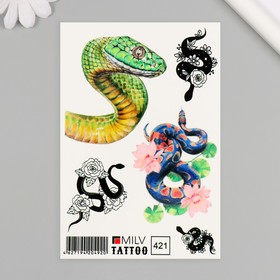 Татуировка на тело "Змеи" 10х15 см