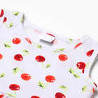 Платье для девочки без рукава «Вишни», белое, рост 104-110 см - фото 24391687