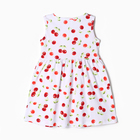 Платье для девочки без рукава «Вишни», белое, рост 104-110 см - фото 24391689