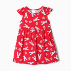 Платье для девочки "Зайки", цвет красный, рост 98-104 - фото 12327028