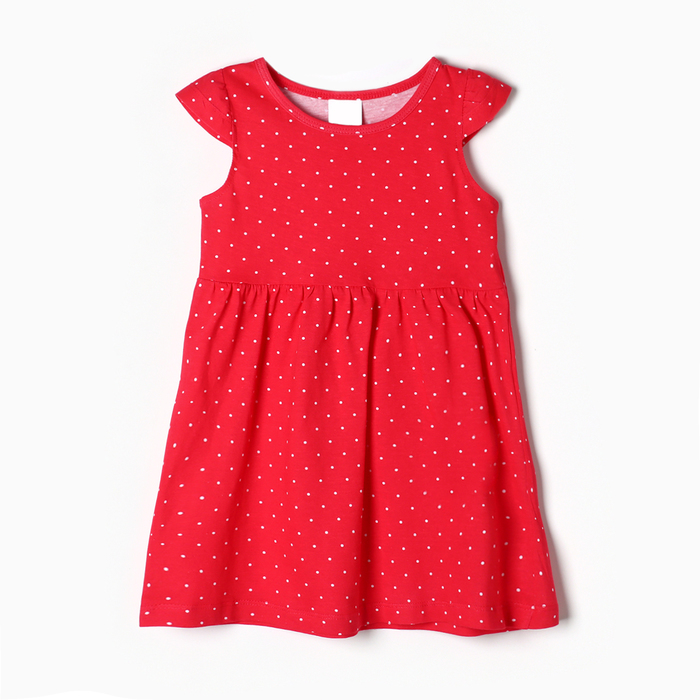 Платье для девочки "Белый горох", цвет красный, рост 98-104