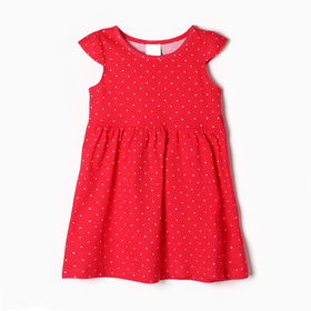 Платье для девочки "Белый горох", цвет красный, рост 104-110