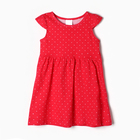 Платье для девочки "Белый горох", цвет красный, рост 122-128 - фото 12353473