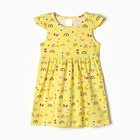 Платье для девочки "Сердечки, бабочки, короны", цвет жёлтый, рост 110-116 - фото 12353477