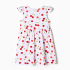 Платье для девочки "Вишни", цвет белый, рост 98-104 - фото 24356756