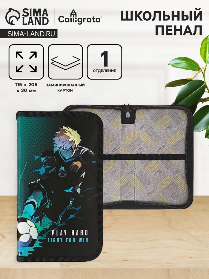 Пенал школьный, 1 секция, 11.5×20.5×3 см «Аниме футбол» - Фото 1
