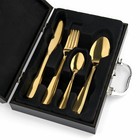 УЦЕНКА Столовые приборы из нержавеющей стали, 12 предметов, золотой - Фото 3