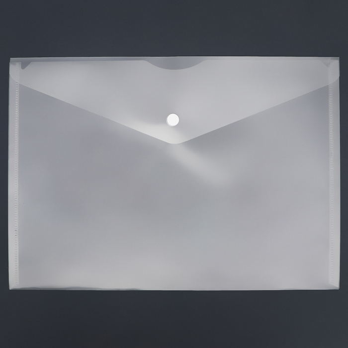 Папка-конверт на кнопке А4, 150 мкм, Calligrata, прозрачная, белая - Фото 1