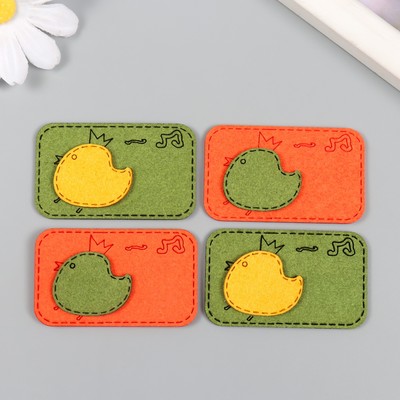 Декор для творчества искусственная замша «Цыплёнок в короне», 5.5×3.4 см, МИКС