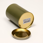 Тубус 73×110 мм (90 мм внутренняя высота), картон, хаки, металлическая крышка - Фото 3