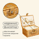 Корзина - холодильник для пикника maclay, плетёная, набор посуды на 2 персоны, 38×27×20 см, лоза - Фото 5