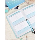 Планер школьный А5 80 листов "Плонже мятный", твёрдая обложка из искусственной кожи, тиснение фольгой, ляссе, справочный материал, блок 70 г/м2 - фото 24081701