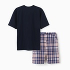 Пижама мужская (футболка/шорты), цвет синий/клетка, размер 48 - Фото 5