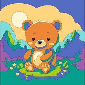 Картина по номерам на холсте с подрамником 20*20 "Медвежонок" Рхд-031