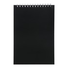 Блокнот А5, 60 листов на гребне, обложка пластик, чёрный - фото 3454954