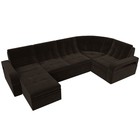 П-образный диван «Лига 035», левый угол, механизм дельфин, ППУ, микровельвет, коричневый - Фото 7
