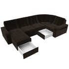 П-образный диван «Лига 035», левый угол, механизм дельфин, ППУ, микровельвет, коричневый - Фото 3