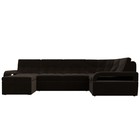 П-образный диван «Лига 035», левый угол, механизм дельфин, ППУ, микровельвет, коричневый - Фото 8