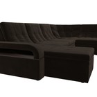 П-образный диван «Лига 035», левый угол, механизм дельфин, ППУ, микровельвет, коричневый - Фото 4