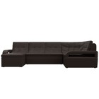 П-образный диван «Лига 035», левый угол, механизм дельфин, ППУ, экокожа, цвет коричневый - Фото 6