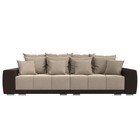 Прямой диван «Лига 028», еврокнижка, НПБ, велюр / экокожа, цвет бежевый / коричневый - Фото 5