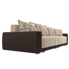Прямой диван «Лига 028», еврокнижка, НПБ, велюр / экокожа, цвет бежевый / коричневый - Фото 6