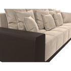 Прямой диван «Лига 028», еврокнижка, НПБ, велюр / экокожа, цвет бежевый / коричневый - Фото 7