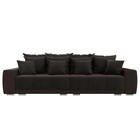 Прямой диван «Лига 028», еврокнижка, НПБ, велюр / экокожа, цвет коричневый / коричневый - Фото 5