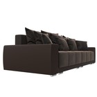 Прямой диван «Лига 028», еврокнижка, НПБ, велюр / экокожа, цвет коричневый / коричневый - Фото 6