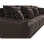 Прямой диван «Лига 028», еврокнижка, НПБ, велюр / экокожа, цвет коричневый / коричневый - Фото 7