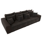 Прямой диван «Лига 028», еврокнижка, НПБ, велюр / экокожа, цвет коричневый / коричневый - Фото 8
