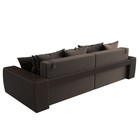 Прямой диван «Лига 028», еврокнижка, НПБ, велюр / экокожа, цвет коричневый / коричневый - Фото 9