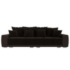 Прямой диван «Лига 028», еврокнижка, НПБ, микровельвет / экокожа, коричневый / коричневый - Фото 5