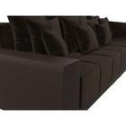 Прямой диван «Лига 028», еврокнижка, НПБ, микровельвет / экокожа, коричневый / коричневый - Фото 7