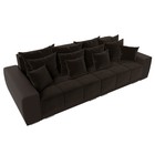 Прямой диван «Лига 028», еврокнижка, НПБ, микровельвет / экокожа, коричневый / коричневый - Фото 8