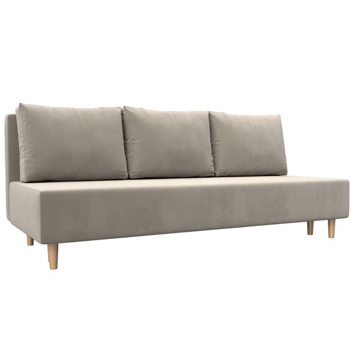 Диван прямой «Лига 033», механизм еврокнижка, ППУ, микровельвет, цвет бежевый