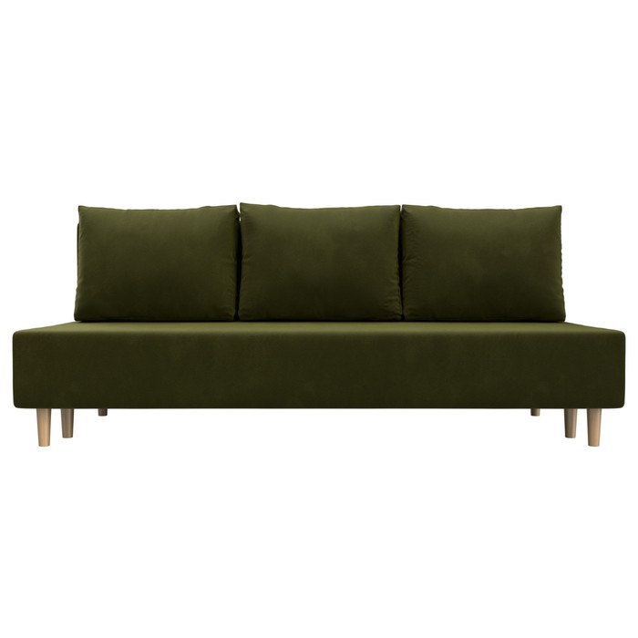 Прямой диван «Лига 033», механизм еврокнижка, ППУ, микровельвет, цвет зелёный - Фото 1