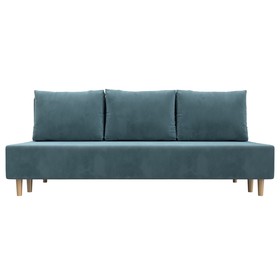 Прямой диван «Лига 033», механизм еврокнижка, ППУ, велюр, цвет бирюзовый  (артикул 10552659)  большой выбор товаров оптом и в розницу по низким ценам с доставкой