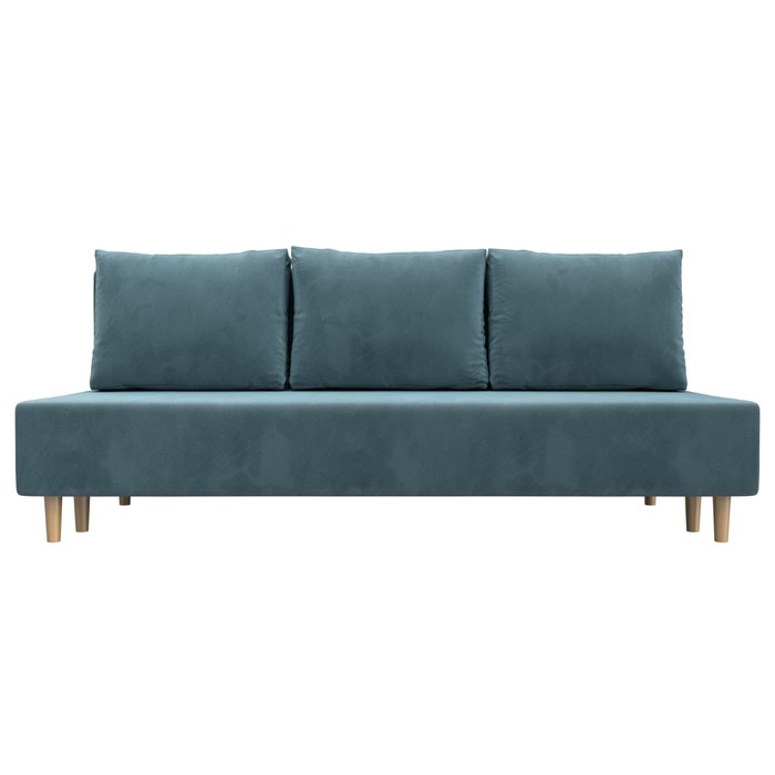 Прямой диван «Лига 033», механизм еврокнижка, ППУ, велюр, цвет бирюзовый - Фото 1