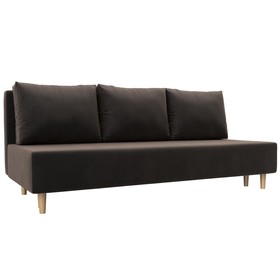 Прямой диван «Лига 033», механизм еврокнижка, ППУ, велюр, цвет коричневый