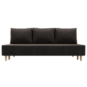 Прямой диван «Лига 033», механизм еврокнижка, ППУ, велюр, цвет коричневый  (артикул 10552661)  большой выбор товаров оптом и в розницу по низким ценам с доставкой